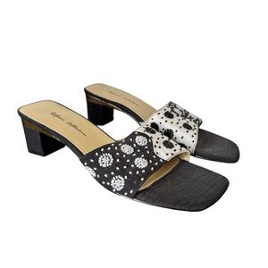 Vintage y2k Stefani collection Yin Yang Beaded Black and White Sandals